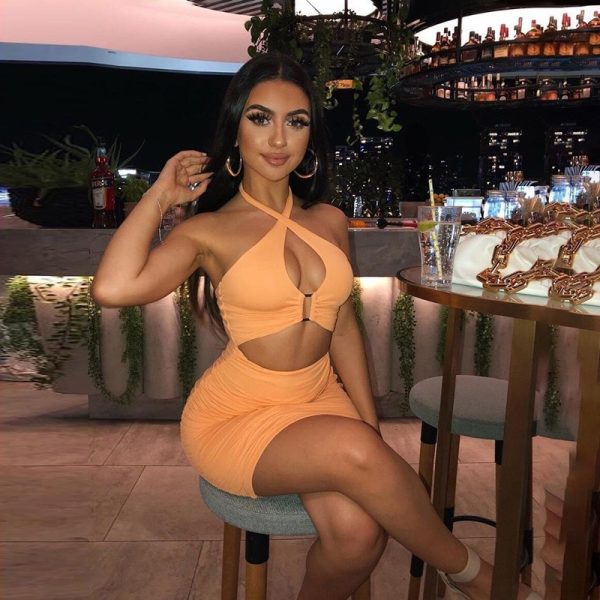 Cross Halter Cut Out Dress