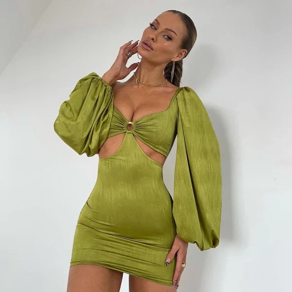 Lantern Sleeve Cut-out Dress