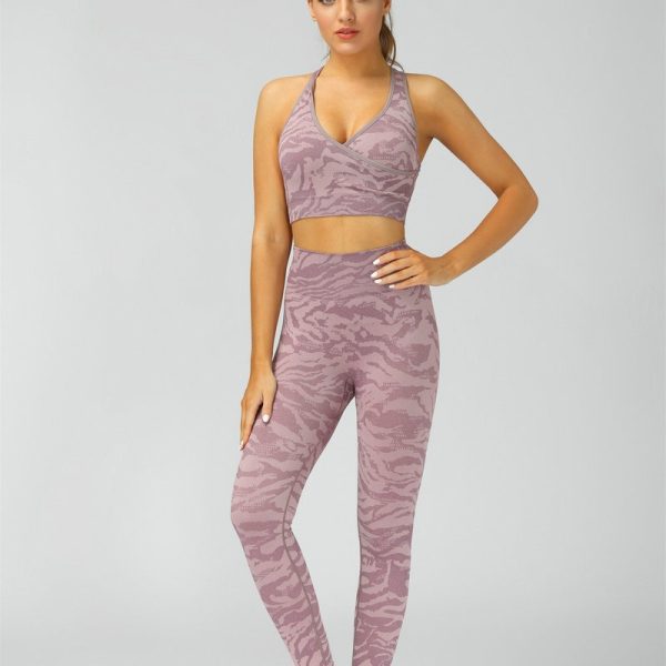 Pink Camo Leggings & Racer Back Sport Bra Set