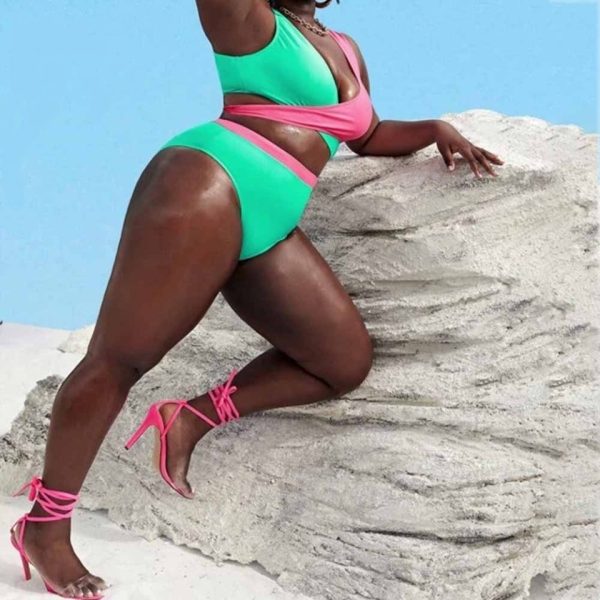 Pink & Green Contrast Bikini Set - Image 4
