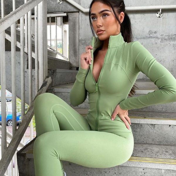 Zip Up Top and Leggings Set - Image 2