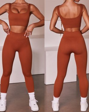 Ribbed Crop Top Bra & Leggings Set