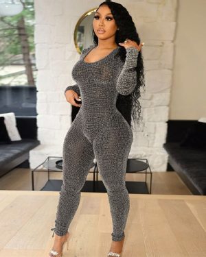 Long Sleeve Hollow Side Jumpsuit