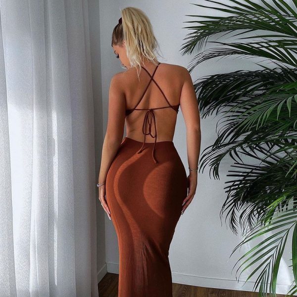 Cut Out Backless Maxi Dress - Image 4