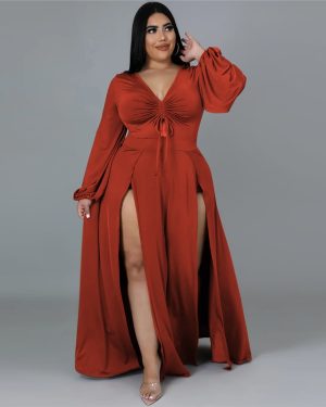 Long Sleeve Dual Split Maxi Dress