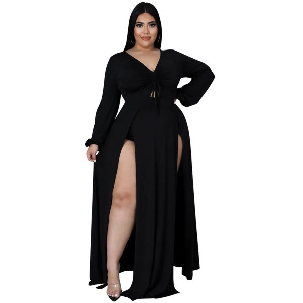 Long Sleeve Dual Split Maxi Dress - Image 5