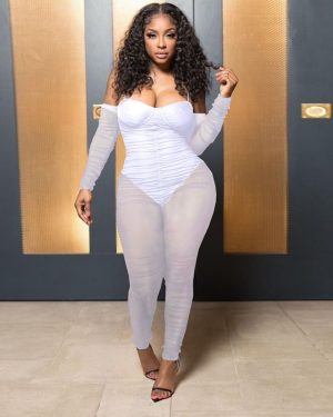 Mesh Off Shoulder Long Sleeve Jumpsuit
