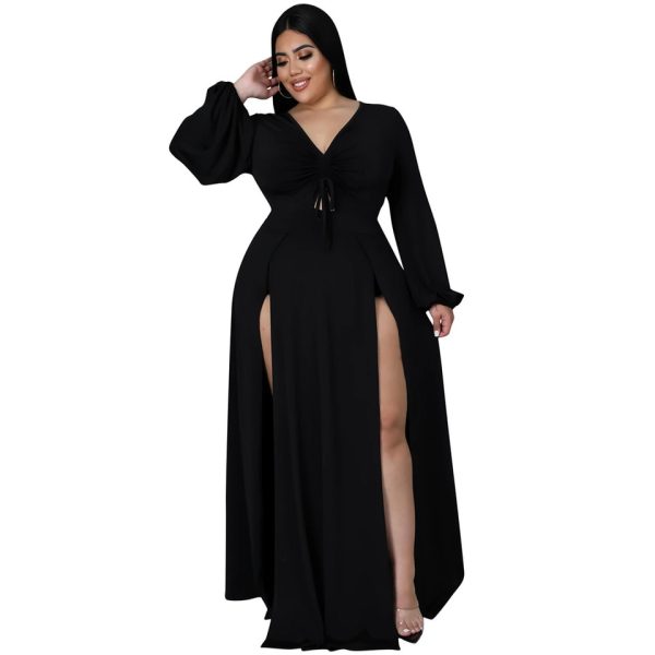 Long Sleeve Dual Split Maxi Dress - Image 4