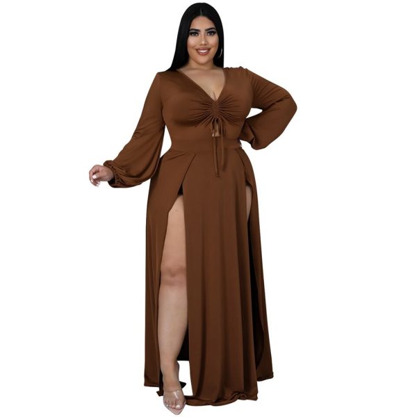 Long Sleeve Dual Split Maxi Dress - Image 3