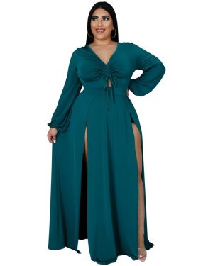 Long Sleeve Dual Split Maxi Dress