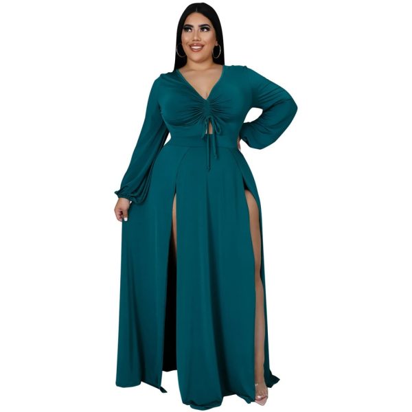 Long Sleeve Dual Split Maxi Dress - Image 2