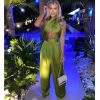 Satin Halter Cross Top & Wide Leg Pants Set - Image 3