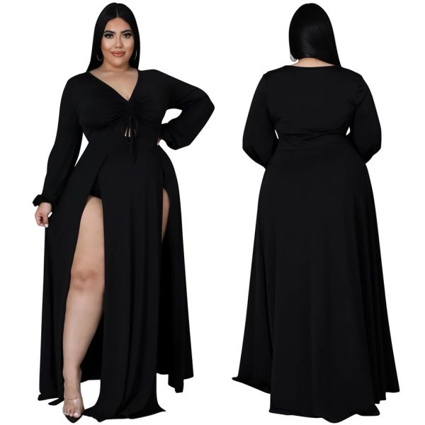 Long Sleeve Dual Split Maxi Dress - Image 7