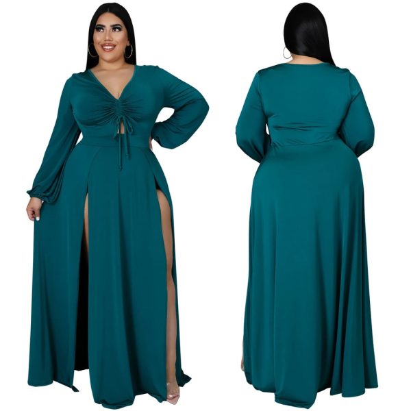 Long Sleeve Dual Split Maxi Dress - Image 6