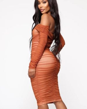 Off Shoulder Mesh Pleated Strapless Dress