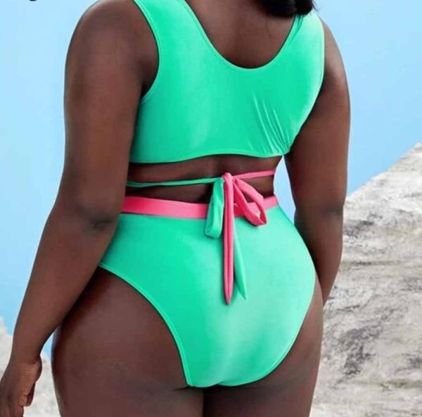 Pink & Green Contrast Bikini Set - Image 2