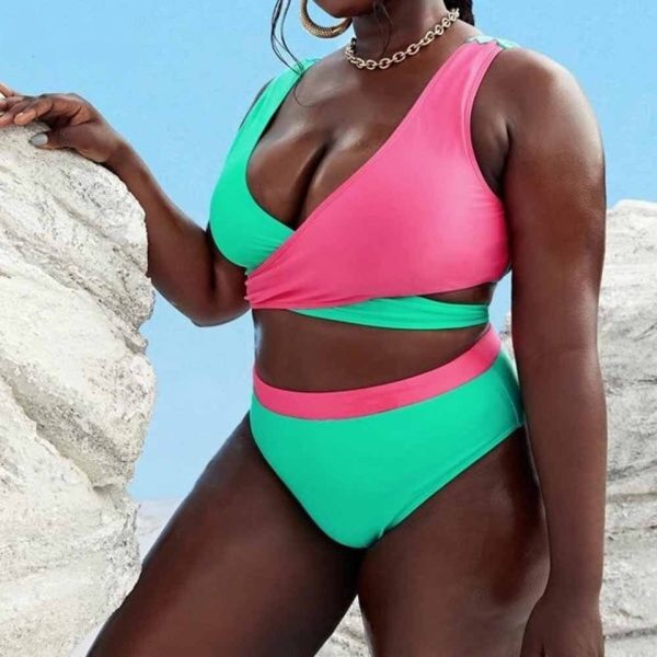 Pink & Green Contrast Bikini Set - Image 3