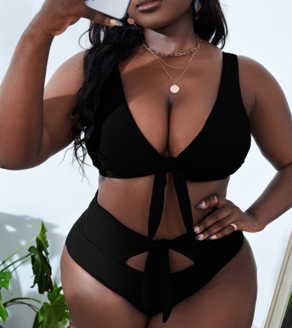 Tie Up High Waist Bikini Set - Image 2