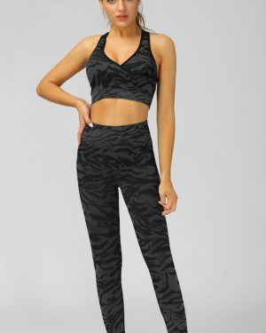 Black Camo Leggings & Racer Back Sport Bra Set