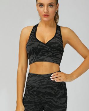 Black Camo Leggings & Racer Back Sport Bra Set