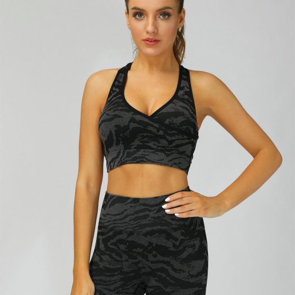 Black Camo Leggings & Racer Back Sport Bra Set - Image 2