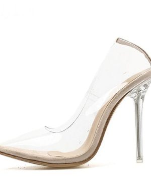 Nude Pointed Clear Stilleto Pumps