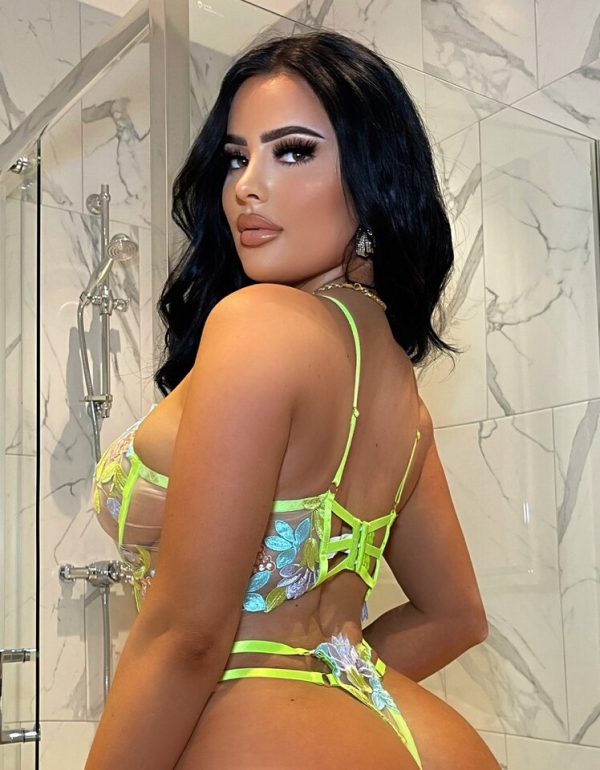 Neon Green Floral Bralette and Thong Set - Image 4
