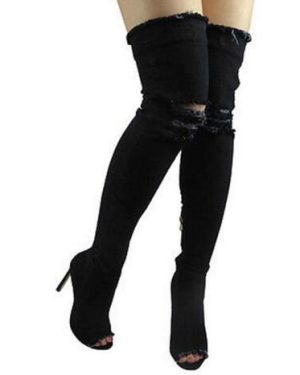 Dark Denim Thigh High Boots