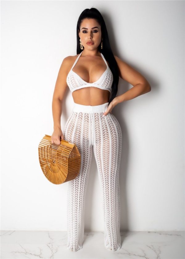 Fishnet Knitted Bra Top & Pants Set - Image 5