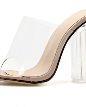 3 Inch Nude Clear Heels