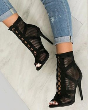 Black Mesh Contrast Stiletto Heels