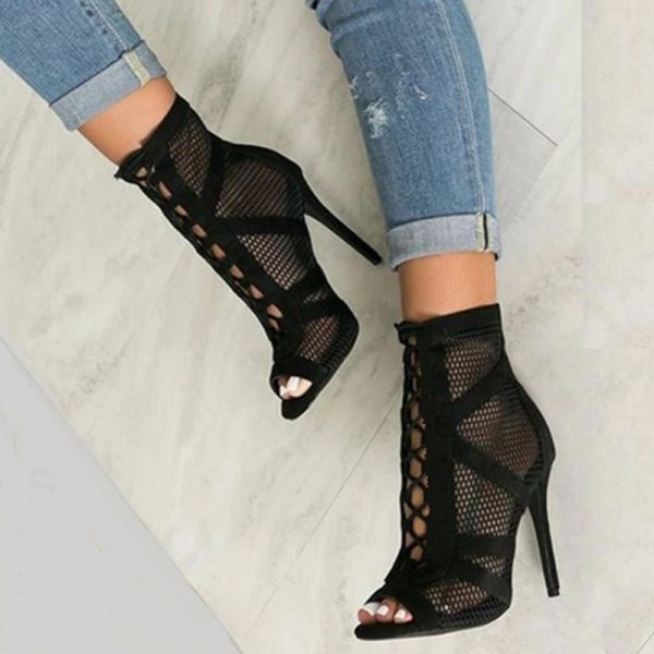 Black Mesh Contrast Stiletto Heels
