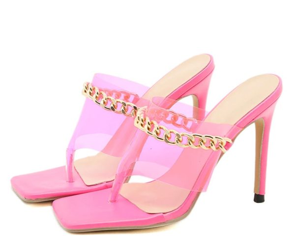 Pink PVC Chain Heels - Image 3