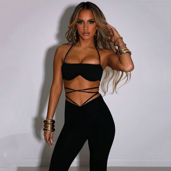 Halter crop top and trouser set - Image 3