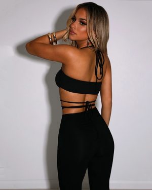 Halter crop top and trouser set