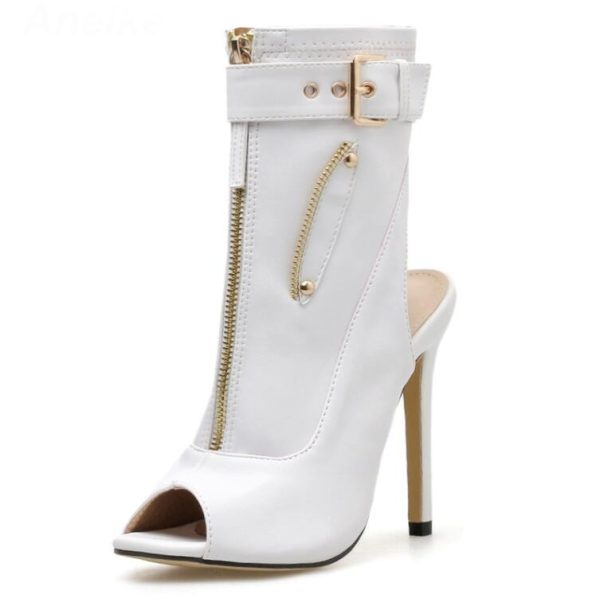 Black Peep Toe Ankle Boots - Image 2