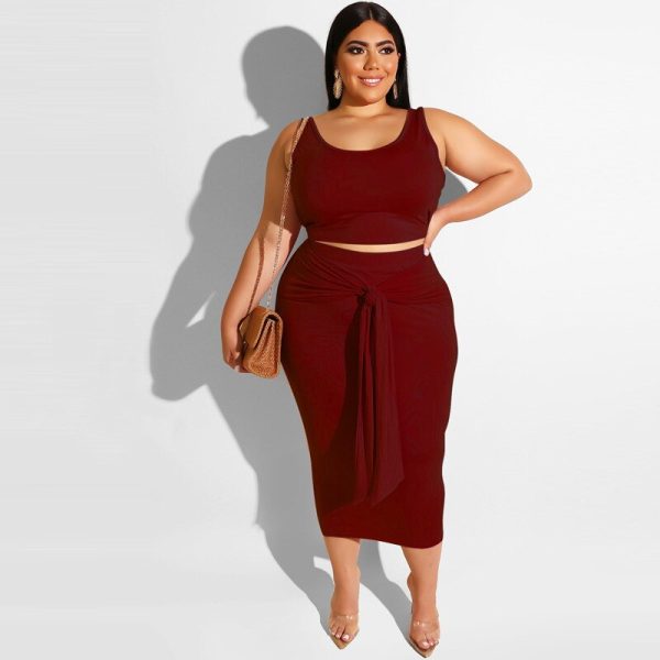 Black Midi Skirt And Crop Top Set - Image 4