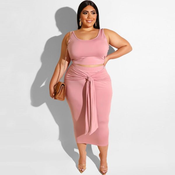 Black Midi Skirt And Crop Top Set - Image 2