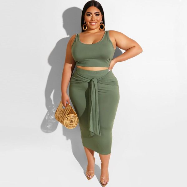 Black Midi Skirt And Crop Top Set - Image 6
