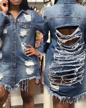 Ripped Distressed Denim Jacket