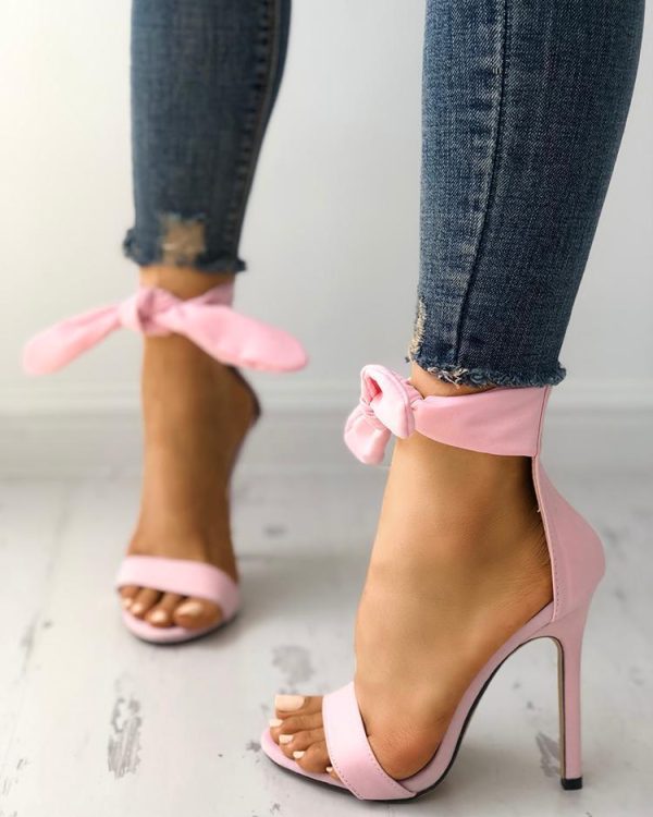 Pink Bowknot Heel Sandals - Image 7