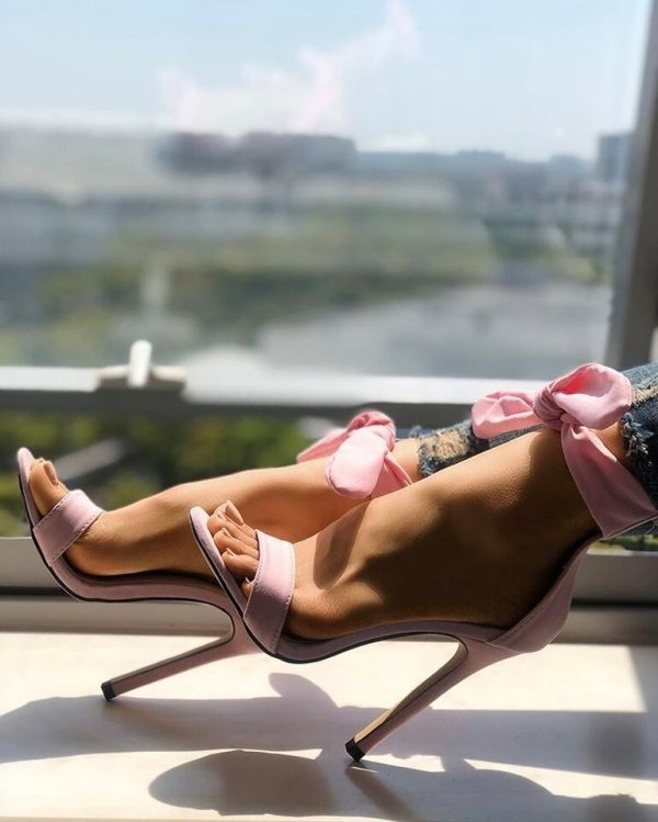 Pink Bowknot Heel Sandals - Image 3