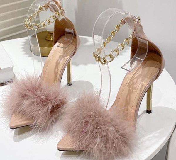 White Pointed Toe Feather Stilettos - Image 6