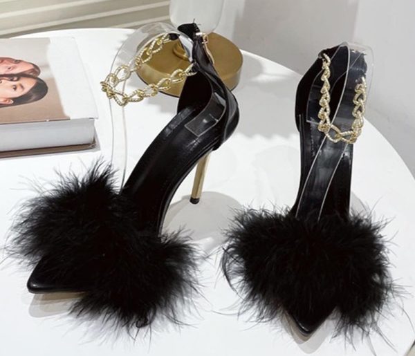 White Pointed Toe Feather Stilettos - Image 5