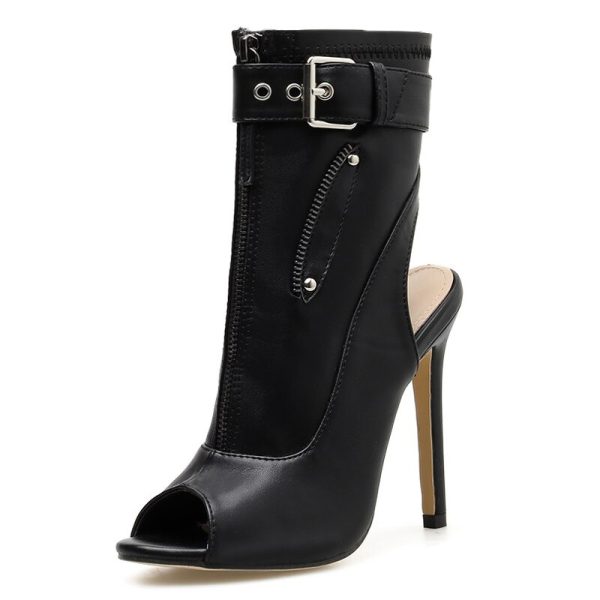 Black Peep Toe Ankle Boots - Image 3