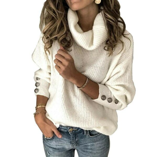 Turtleneck With Buttons On Sleeve Sweater - Image 4