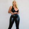 Faux Leather Crop Top & High Waist Leggings Set - Image 3