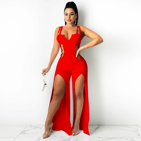 Black High Split Sleeveless Jumpsuit - Image 4