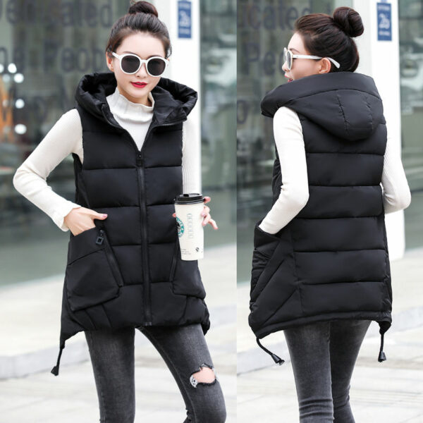 Red Sleeveless Hooded Gilet - Image 2
