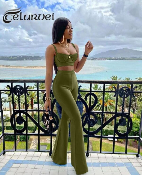 Fitted Crop Top And Trousers Set - Image 7